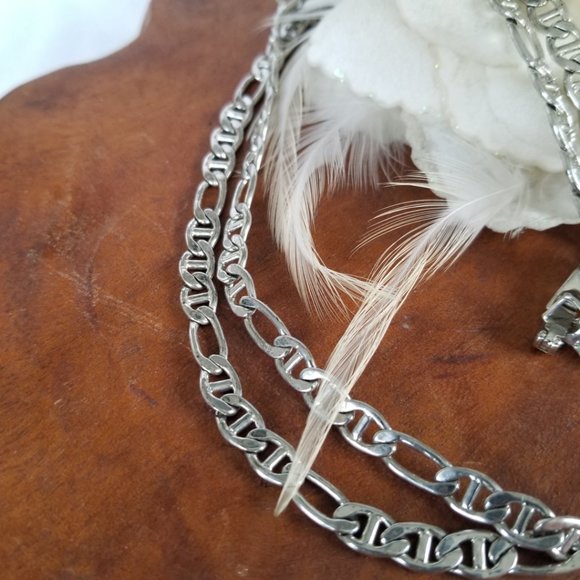 Vintage Mariner Chain Necklace 20" Silver Tone - Picture 9 of 13